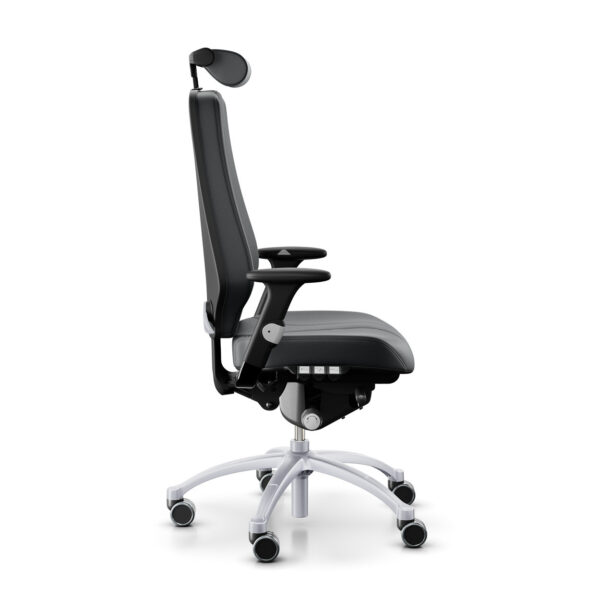 Zijaanzicht van de RH Logic 400 Elite 24-uurs bureaustoel met ergonomische zitting en verstelbare rugleuning