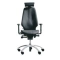 Ergonomische RH Logic 400 Elite 24-uurs bureaustoel, vooraanzicht met verstelbare armleuningen en hoge rugleuning