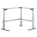 Robuust zilvergrijs onderstel van het Ergodesk E2+ zit-sta hoekbureau, zonder werkblad