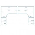 Technische tekening van Ergodesk E2+ hoekbureau