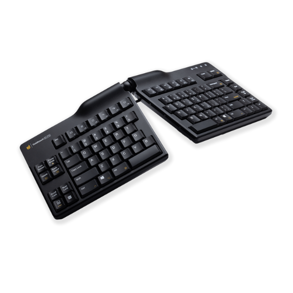 Goldtouch Elite compact gesplitst toetsenbord, muis dichtbij geplaatst voor optimale werkhouding