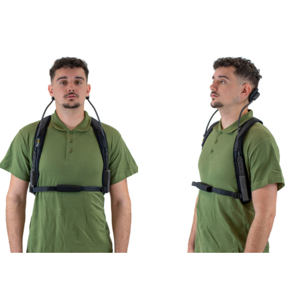 HAPO Neck exoskelet ondersteunt nekspieren bij werk met hoofd omhoog