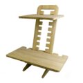 OPNIEUW! bamboe zit-sta bureauverhoger, zijaanzicht met ergonomische vormgeving.