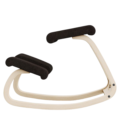 Zijaanzicht van de Varier Variable Balans kniestoel met houten frame en zwarte bekleding